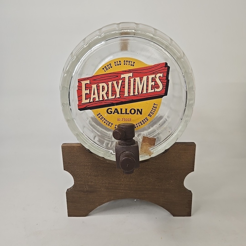 Vintage EARLY TIMES GALLON GLASS BARREL‎ With Stand